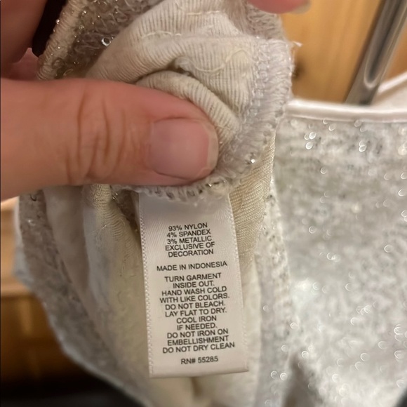 Express Cream Sequin Camisole Sleeveless Top - Picture 5 of 7